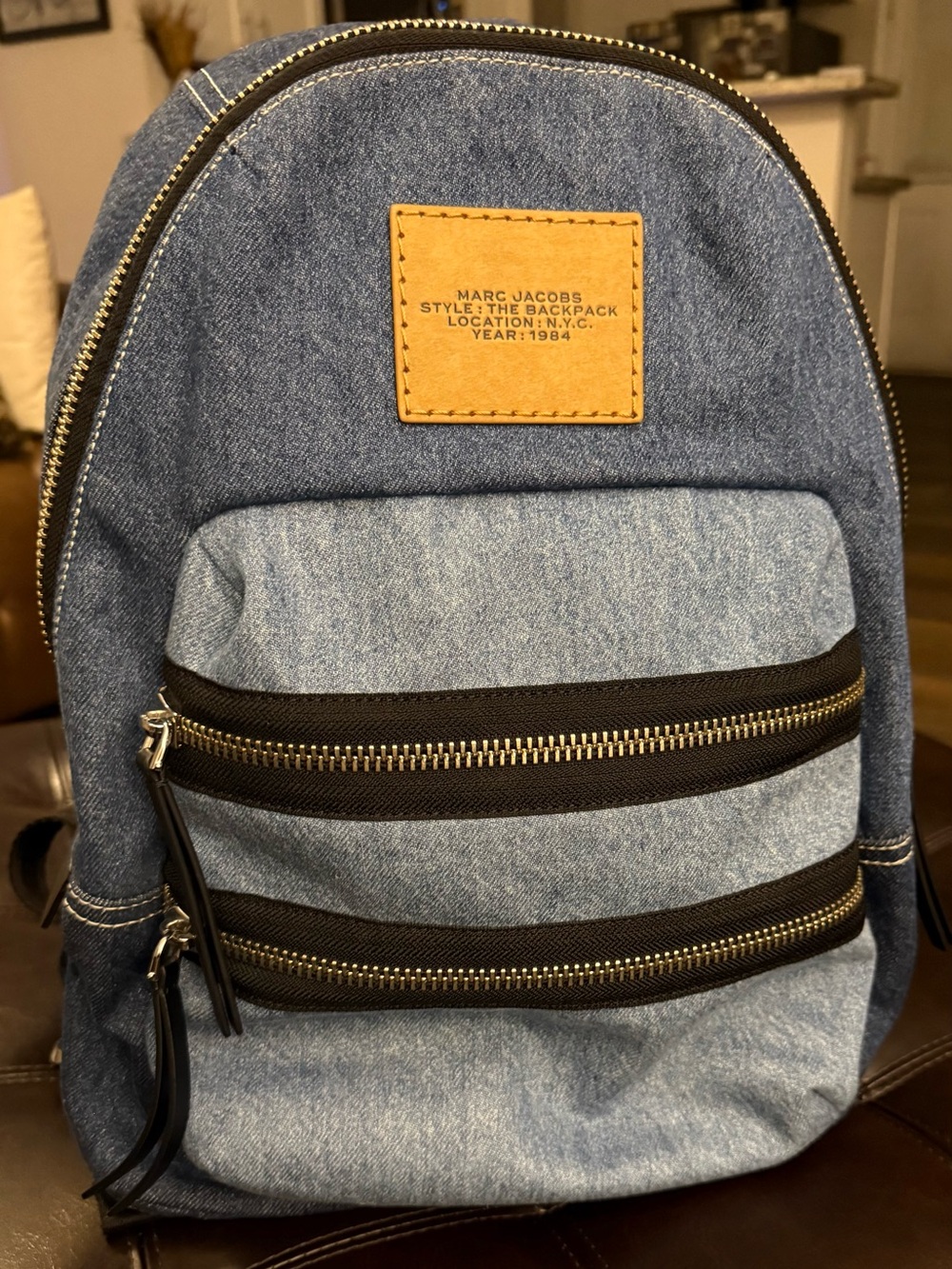Authentic Marc Jacobs Colorblock Denim Large Backpack